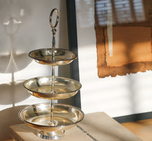 Load image into Gallery viewer, Three Tier Silver Plated Vintage Cake Stand
