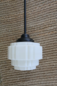 Art Deco Milk Glass Pendant Lamp