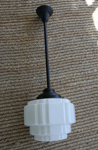 Art Deco Milk Glass Pendant Lamp