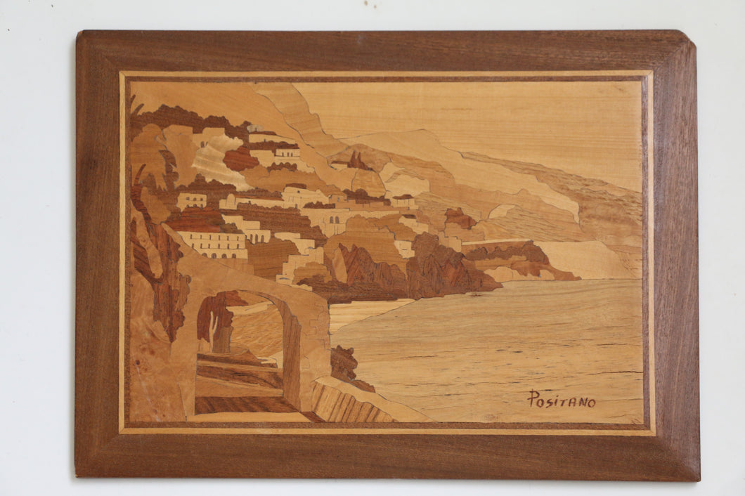 Vintage Marquetry Italian Landscape Wall Hanging