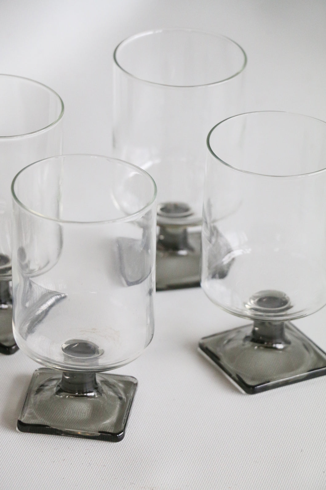 Vintage Linear Smoke Crystal Glasses-Set of Four- ROSENTHAL