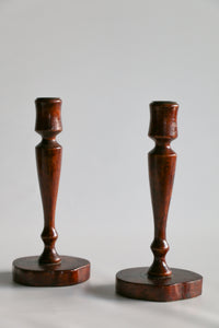 Wooded Carved Candlestick Holders