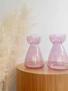 Pair of Pink Iridescent Vases